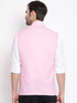 Men's Pink Solid Classic Royal Cotton Blend Nehru Jacket