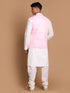 Men's White Cotton Kurta, Solid Royal Nehru Jacket And Pyjama Set