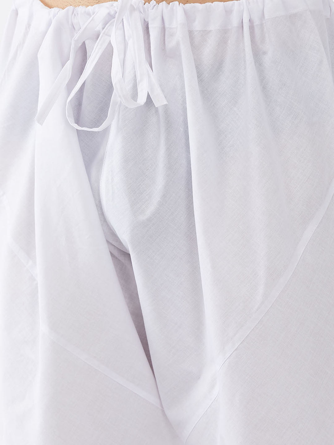 Men's White Cotton Kurta, Solid Royal Nehru Jacket And Pyjama Set