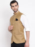 Men' S Beige Cotton Blend Twill Nehru Jacket