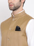 Men' S Beige Cotton Blend Twill Nehru Jacket