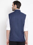Men's Navy Blue Cotton Blend Twill Nehru Jacket