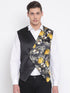 Men's Black Floral Printed Waistcoat Jacket