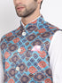 Men's Blue Digital Printed Royal Nehru Jacket