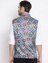 Men's Blue Digital Printed Royal Nehru Jacket
