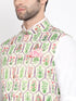 Men's Cream Digital Floral Printed Royal Nehru Jacket
