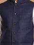 Navy Blue Cotton Blend Nehru Jacket
