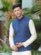 Navy Blue Cotton Blend Solid Nehru Jacket