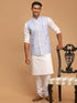 Men's Lavender Jacquard Nehru Jacket With Kurta Pyjama Set