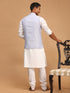 Men's Lavender Jacquard Nehru Jacket With Kurta Pyjama Set