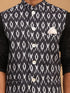 Men's Black Ikaat Printede Cotton Nehru Jacket With Black Kurta And White Pyjama Set