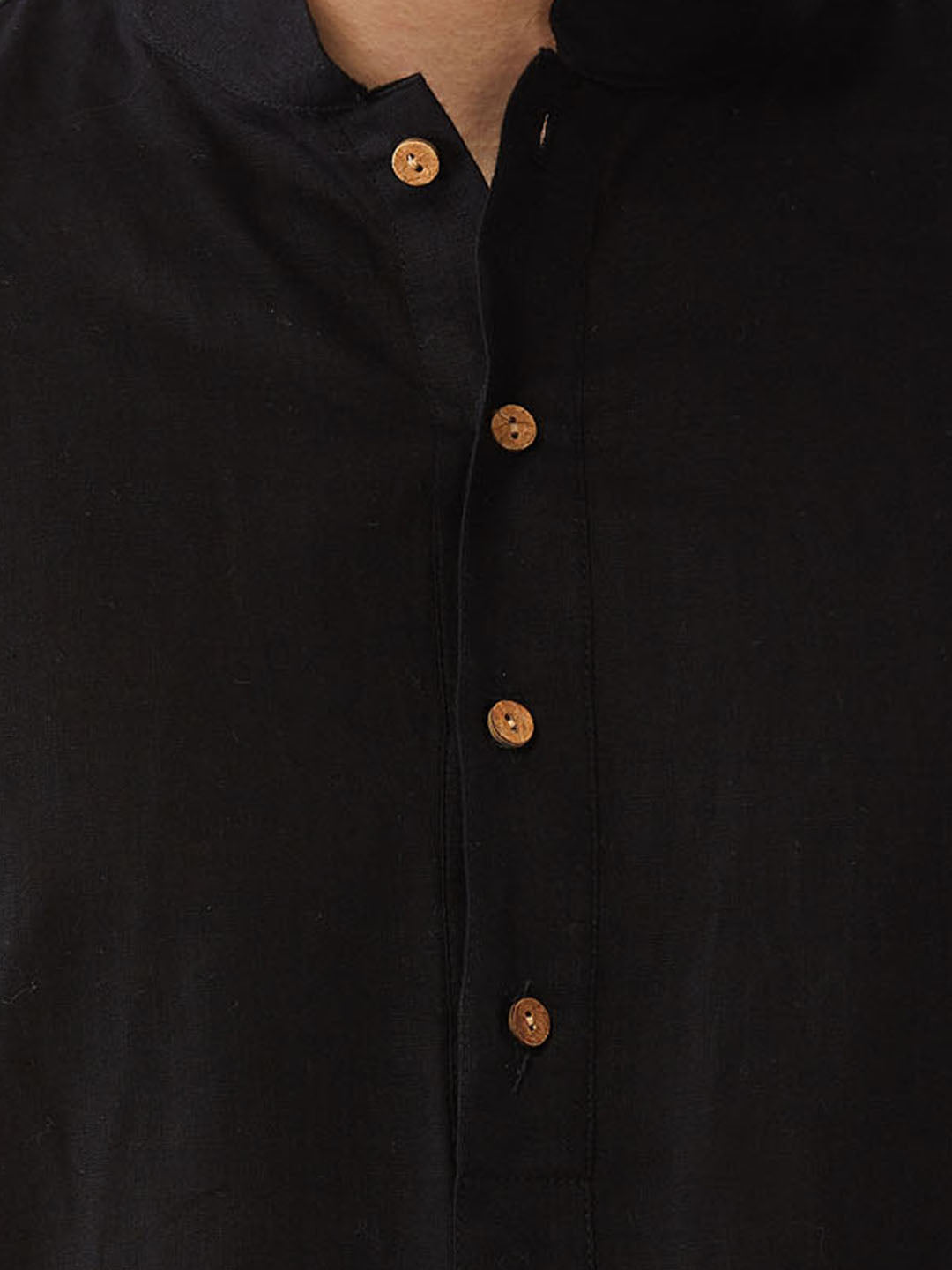 Men's Black Ikaat Printede Cotton Nehru Jacket With Black Kurta And White Pyjama Set