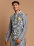 Men's Gray Floral Print Nehru Jacket