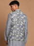 Men's Gray Floral Print Nehru Jacket