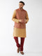 Men's Maroon Silk Blend Ethnic Jacket, Rose Gold Kurta And Maroon Pyjama Set