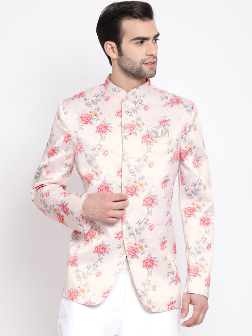 Men's Peach Silk Blend Jodhpuri