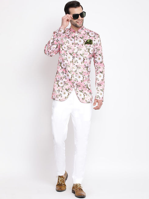 Men's Pink Silk Blend Jodhpuri