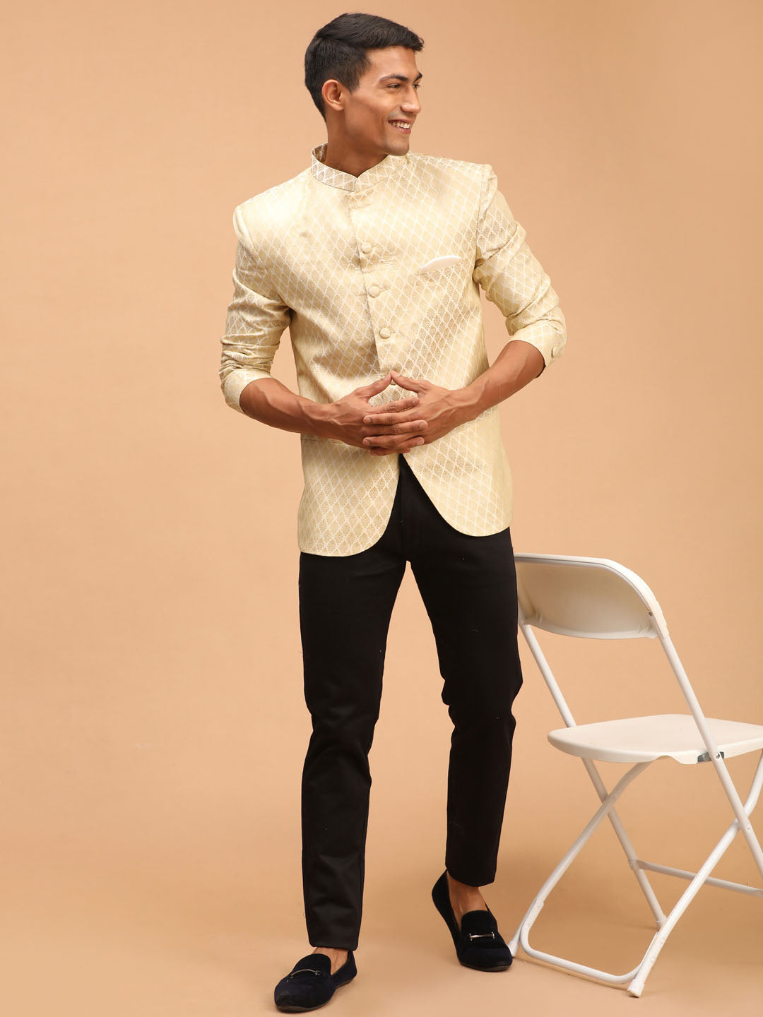 Men's Cream Woven Jodhpuri