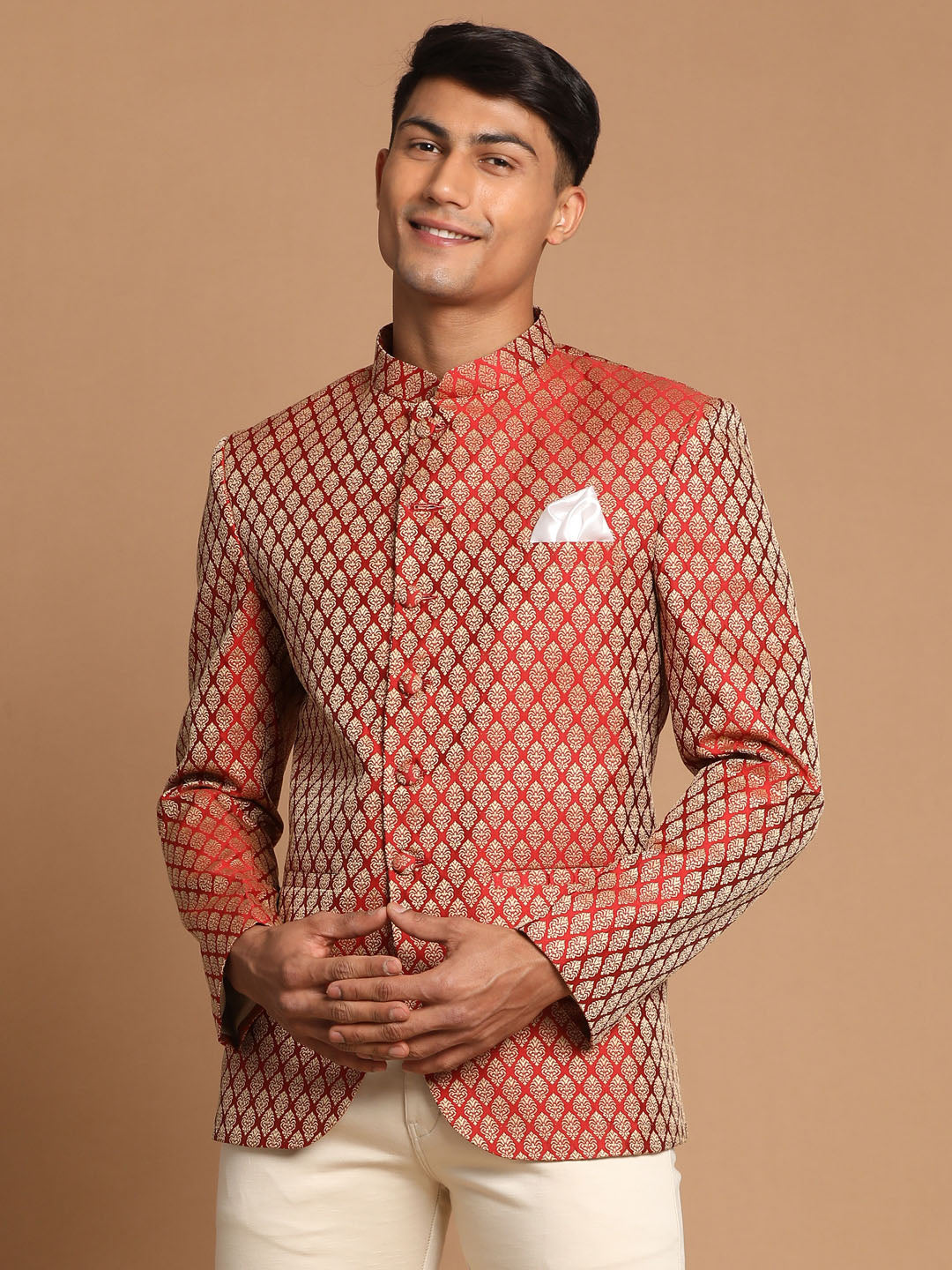 Men's Maroon Silk Blend Ethnic Jodhpuri