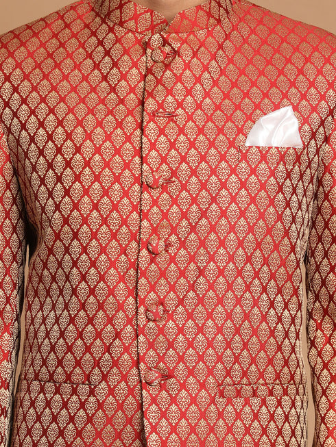 Men's Maroon Silk Blend Ethnic Jodhpuri