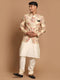 Men's Beige Printed Jodhpuri And Cream Kurta Pyjama Set