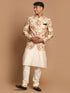 Men's Beige Printed Jodhpuri And Cream Kurta Pyjama Set
