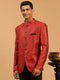 Men's Maroon Silk Blend Woven Jodhpuri