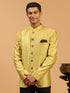 Men's Yellow Silk Blend Woven Jodhpuri
