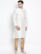 Men's White Cotton Silk Blend Kurta and Pyjama Set