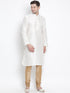 Men's White Cotton Silk Blend Kurta and Pyjama Set