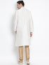 Men's White Cotton Silk Blend Kurta and Pyjama Set