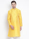 Men's Yellow Cotton Silk Blend Kurta