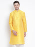 Men's Yellow Cotton Silk Blend Kurta