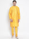 Men's Yellow Cotton Silk Blend Kurta and Pyjama Set