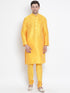 Men's Yellow Cotton Silk Blend Kurta and Pyjama Set