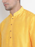Men's Yellow Cotton Silk Blend Kurta and Pyjama Set