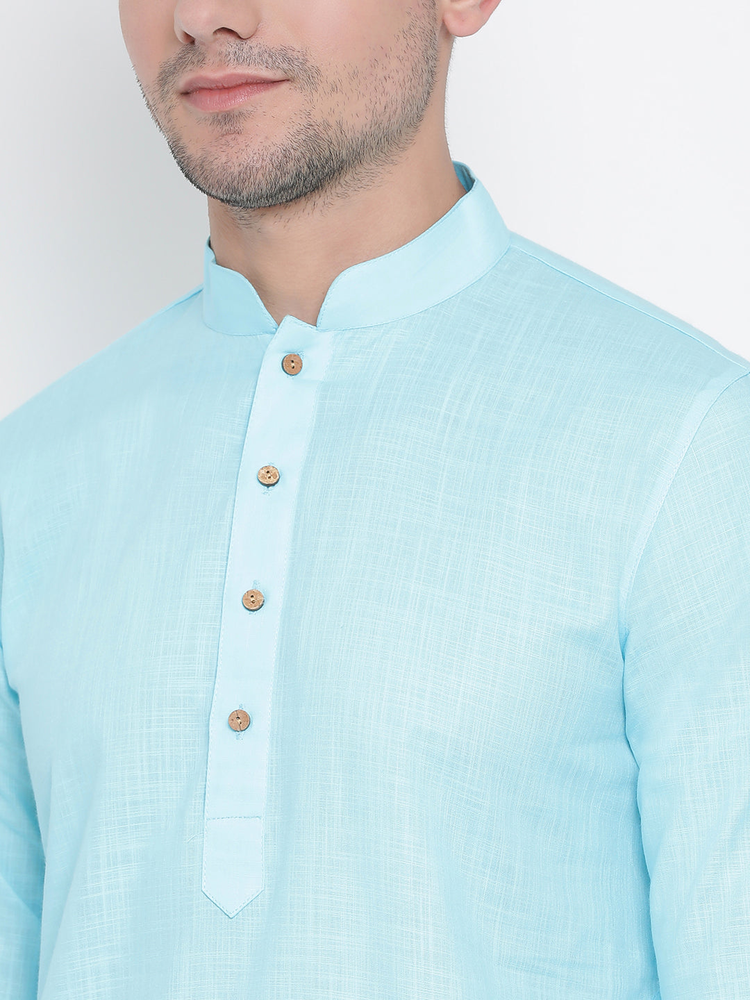 Men's Light Blue Cotton Kurta