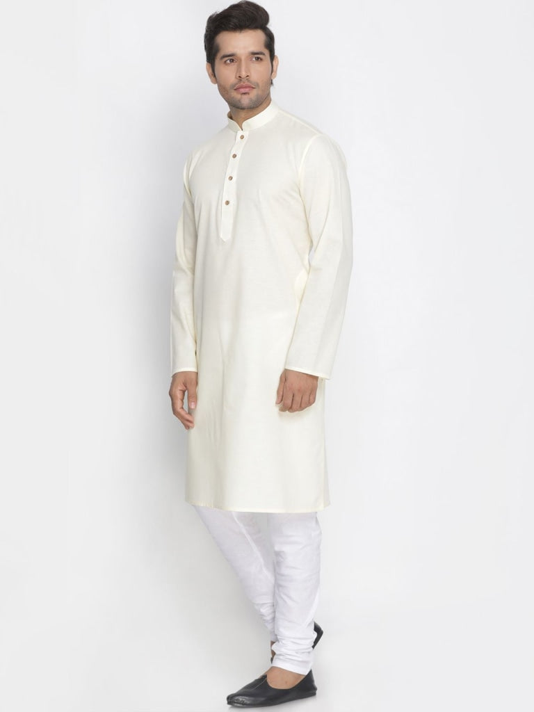 Men's Beige Cotton Kurta and Pyjama Set