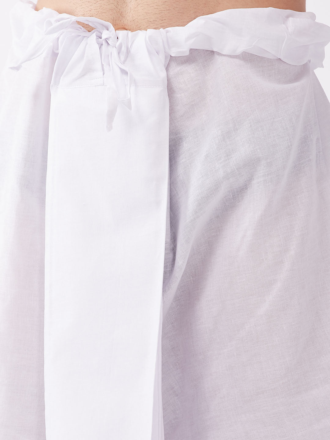 Men's Black Cotton Blend Kurta And White Dhoti Set