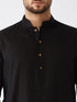 VASTRAMAY Men's Black Cotton Linen Blend Kurta and Pyjama Set