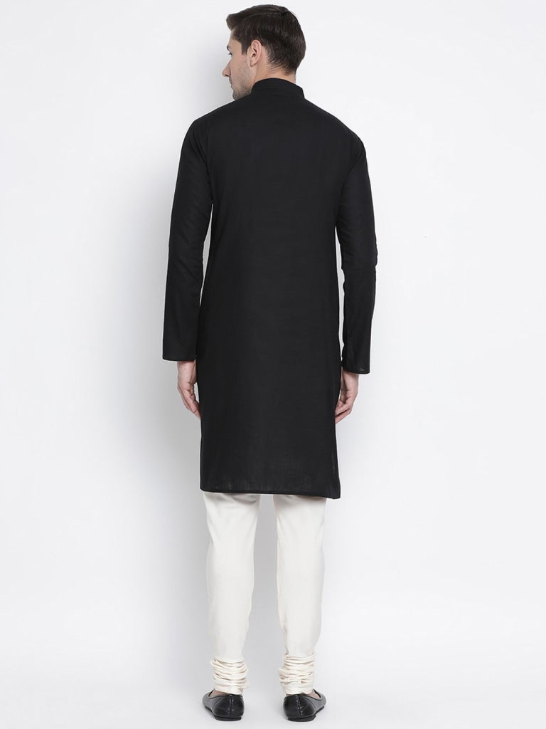 Men's Black Cotton Kurta and Pyjama Set