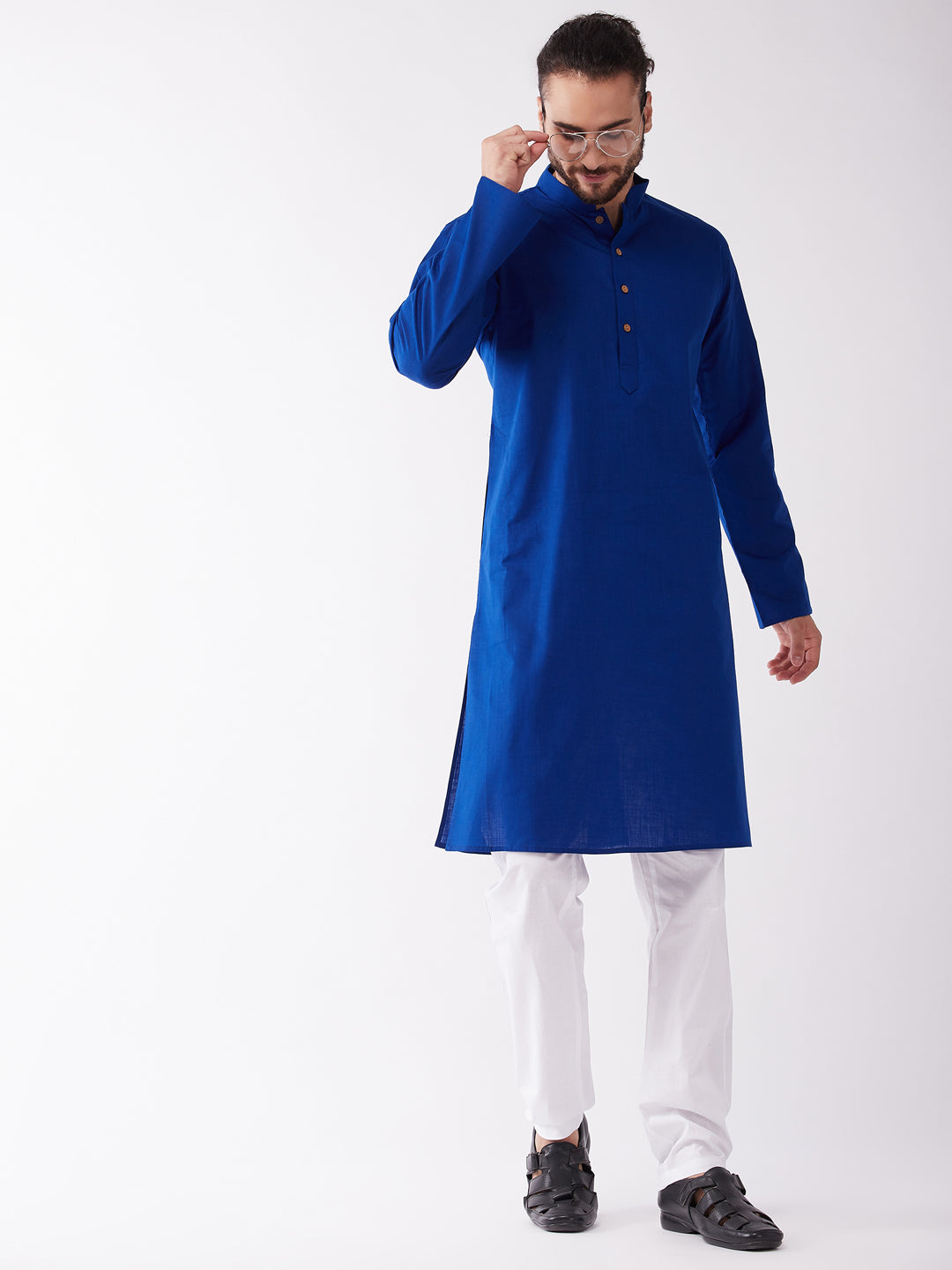 Men's Blue Cotton Kurta