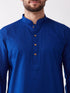 Men's Blue And White Cotton Blend Kurta And Dhoti Set