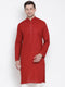Men's Maroon Cotton Kurta
