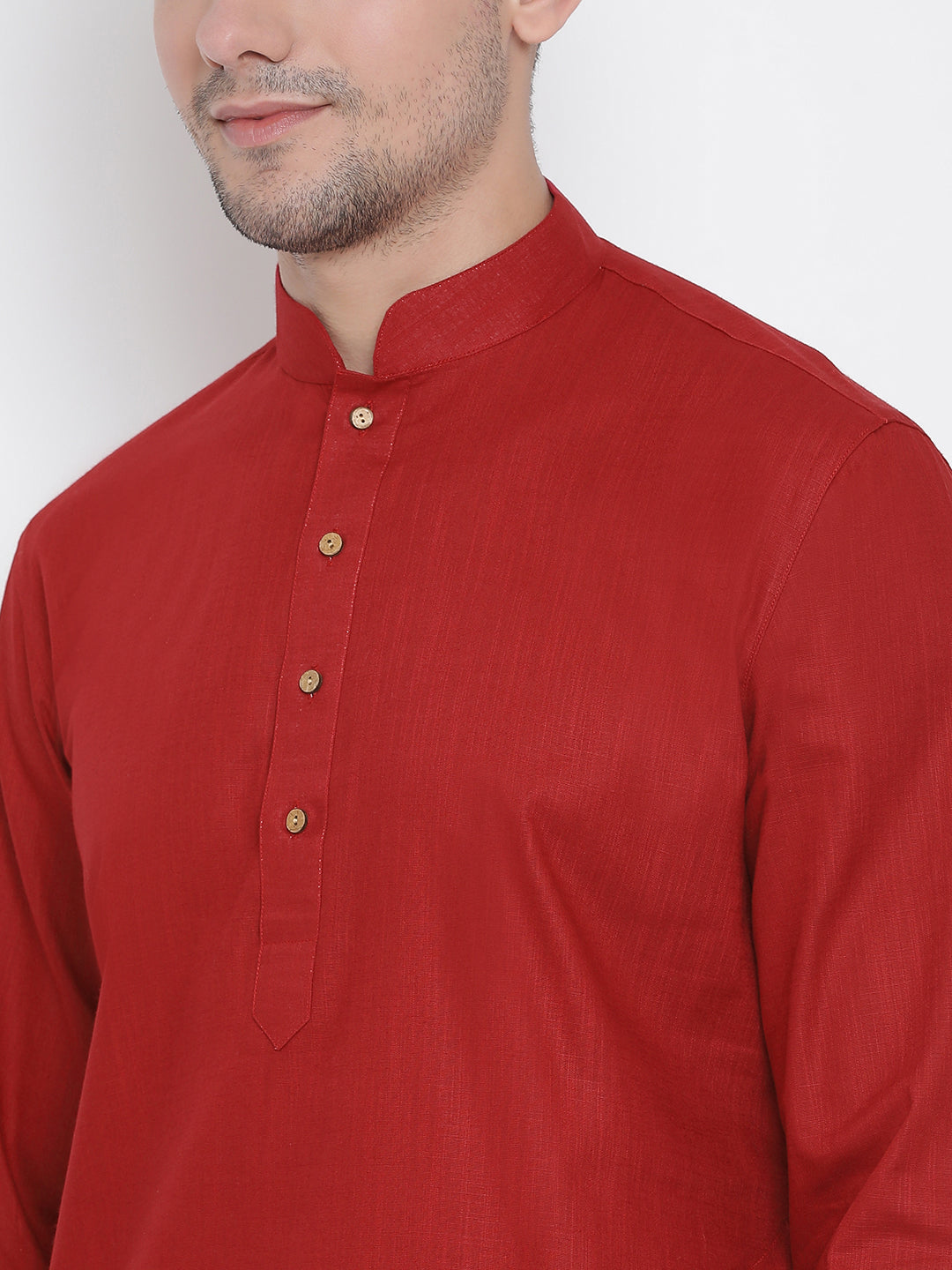 Men's Maroon Cotton Kurta