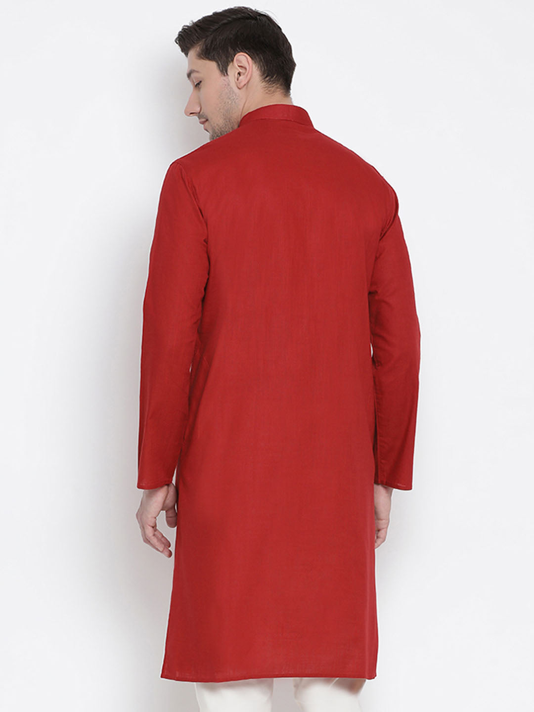 Men's Maroon Cotton Kurta