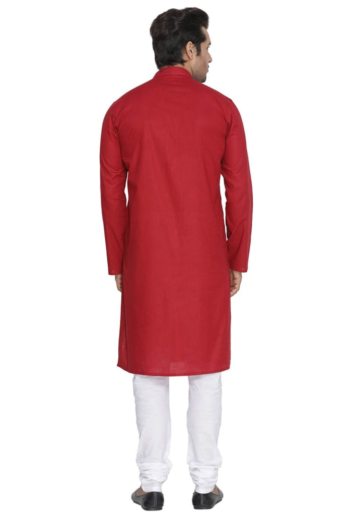 Men's Maroon Cotton Kurta and Pyjama Set