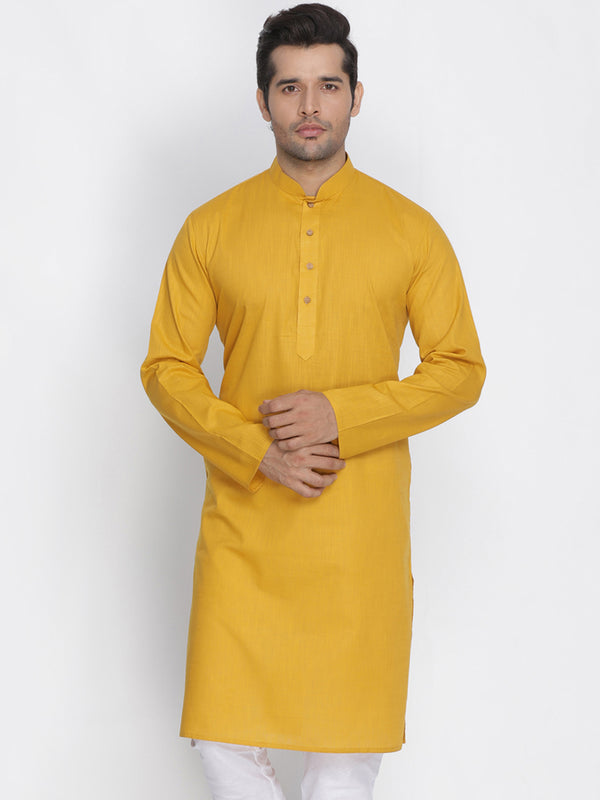 Men's Yellow Cotton Kurta