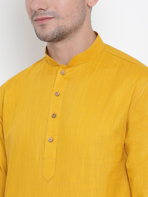 Men's Yellow Cotton Kurta and Pyjama Set
