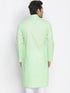 VASTRAMAY Men's Mint Green Cotton Kurta